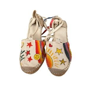 Vidoretta Espadrille Wedges 39 Embroidered Rainbow Cactus Festival Sandals
